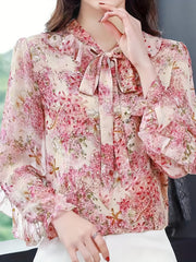 Selena™ | Feminine Floral Ruffle Trim Blouse