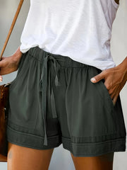 Womens Adjustable Drawstring Shorts - Lightweight & Comfortable with Pockets for Summer - Casual Everyday Style