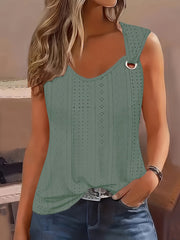 Anna™ I Casual Eyelet Solid Tank Top