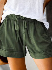 Womens Adjustable Drawstring Shorts - Lightweight & Comfortable with Pockets for Summer - Casual Everyday Style