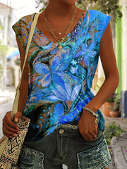 Aria™ | Ethnic Floral Print V-Neck Tank Top