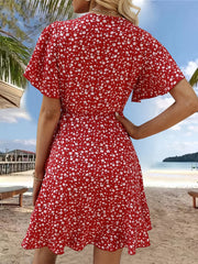 Claire™ Floral Print Ruffle Hem Wrap Dress