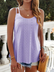 Emily™ | Eyelet Lettuce Trim Cami Top