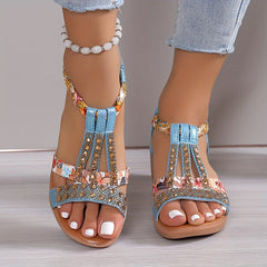 Sophia™ Rhinestone Boho Wedge Sandals