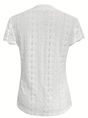 Andrea™ Lace Splicing Notched Neck Top