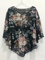 Evelyn™ | Floral Print Asymmetrical Blouse