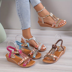 Sophia™ Rhinestone Boho Wedge Sandals