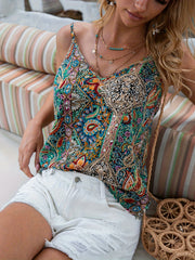 Isadora™ | Elegant Paisley Print V-Neck Cami Top