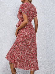 Daisy™ Floral Print Surplice Neck Tied Dress