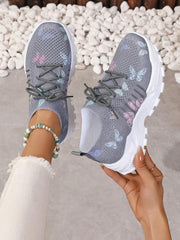 Ava™ | Butterfly Mesh Lace-Up Sneakers