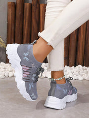 Ava™ | Butterfly Mesh Lace-Up Sneakers