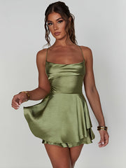 Eva™ Mini Backless Ruffle Slingback Dress