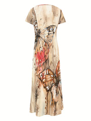 LUNA™ | Butterfly Print V-Neck Casual Dress