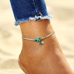 OceanGlow™ | Star and Shell Anklet Bracelet with Natural Stones