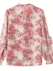 Selena™ | Feminine Floral Ruffle Trim Blouse