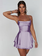 Eva™ Mini Backless Ruffle Slingback Dress