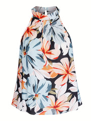 Lila™ | Vibrant Floral Print Halter Neck Top