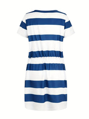 Angela™ | Chic Striped Belted Dress