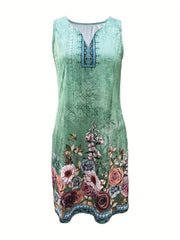 Catherine™ Floral Print Notched Neck Dress