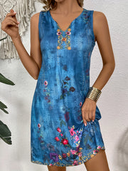 Catherine™ Floral Print Notched Neck Dress