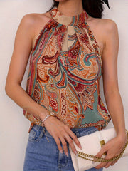 Serena™ | Paisley Print Halter Neck Blouse