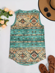 Amira™ | Tribal Print Notched Neck Tank Top