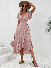 Daisy™ Floral Print Surplice Neck Tied Dress