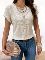 Emma™ Lace Splicing Crew Neck T-shirt