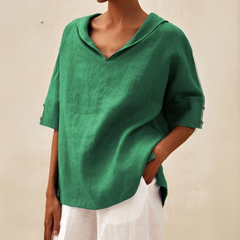 Amara™ | Women's V-Neck Casual Linen Shirt