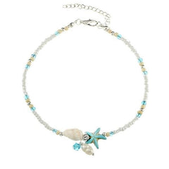 OceanGlow™ | Star and Shell Anklet Bracelet with Natural Stones