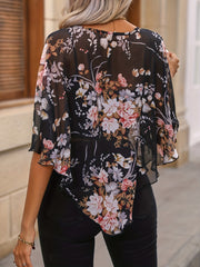 Evelyn™ | Floral Print Asymmetrical Blouse