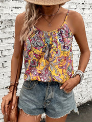 Lara ™ | Sleeveless Paisley Print Spaghetti Strap Top