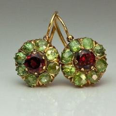 Crystal™ | Vintage Rounded Green & Red Earrings