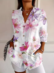 Sienna™ | Elegant Floral Print Long Sleeve Blouse