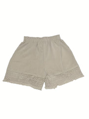 Elena™ | Lace Trim Paper Bag Waist Shorts