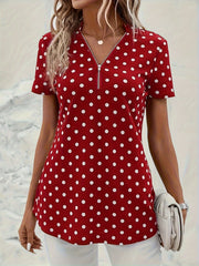 Diana™ | Polka Dots Print V-Neck Blouse