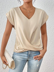 Amanda™ | Summer Chic Knot V-Neck T-Shirt