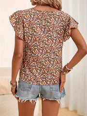 Amara™ | Elegant Floral Print Crew Neck Blouse