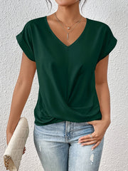 Amanda™ | Summer Chic Knot V-Neck T-Shirt