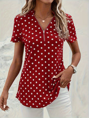 Diana™ | Polka Dots Print V-Neck Blouse