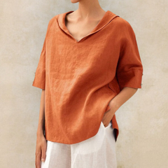 Amara™ | Women's V-Neck Casual Linen Shirt