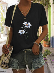 Eden™ Summer Floral Print V-Neck T-Shirt