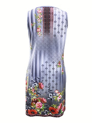 Catherine™ Floral Print Notched Neck Dress