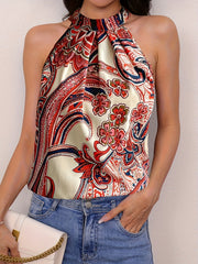 Serena™ | Paisley Print Halter Neck Blouse