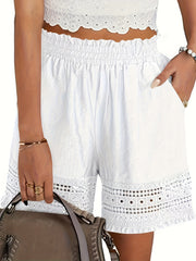 Elena™ | Lace Trim Paper Bag Waist Shorts