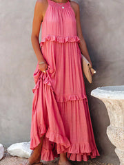 Sophronia™ | Halter Ruffle Maxi Dress