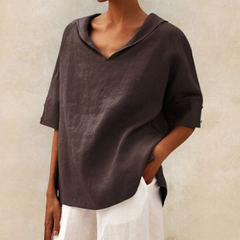 Amara™ | Women's V-Neck Casual Linen Shirt