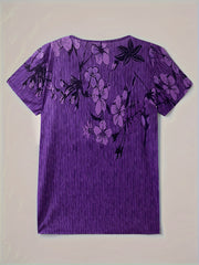 Ella™ | Round Neck Floral Print Henley T-shirt