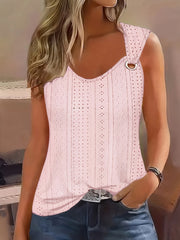 Anna™ I Casual Eyelet Solid Tank Top