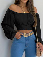 Eleanor™ | Solid Cross Tie Back Crop Blouse